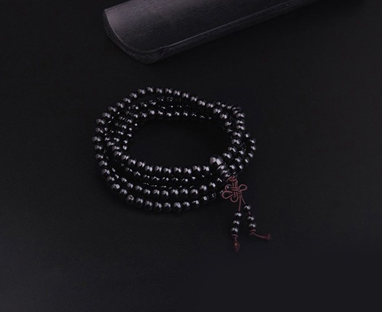 Ethnic Bodhi Buddha Black Bead Bracelet