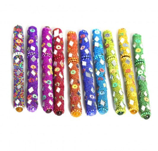 2 X ETHNIC CUT HANDCRAFTED GLASS PEN SET