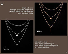 Style Multi Layered Bar Coin Necklace For Women