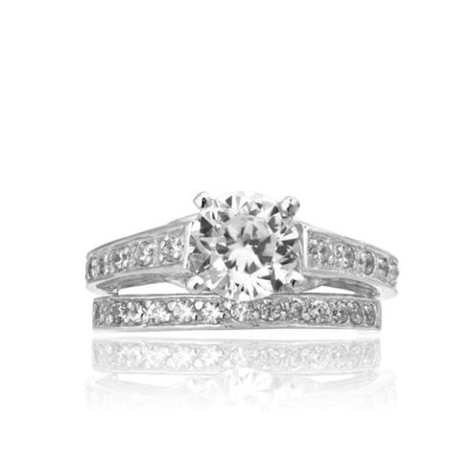 Channel Engagement Wedding Ring Set