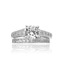 Channel Engagement Wedding Ring Set