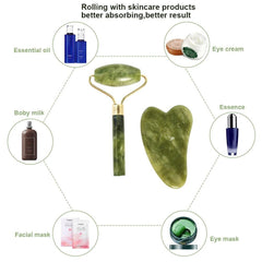 Jade Face Roller and Stone