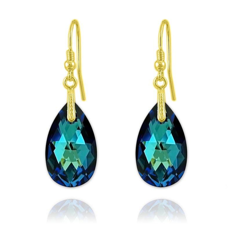 24K Gold Blue Pearl Earrings