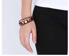 Genuine Leather Bracelet Bangle for Men and Women