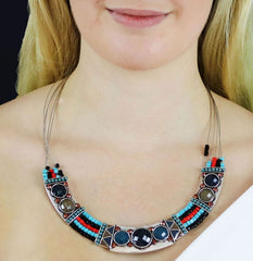 Handmade Ethnic Bead Colorful Chunky Beads Collar Necklace