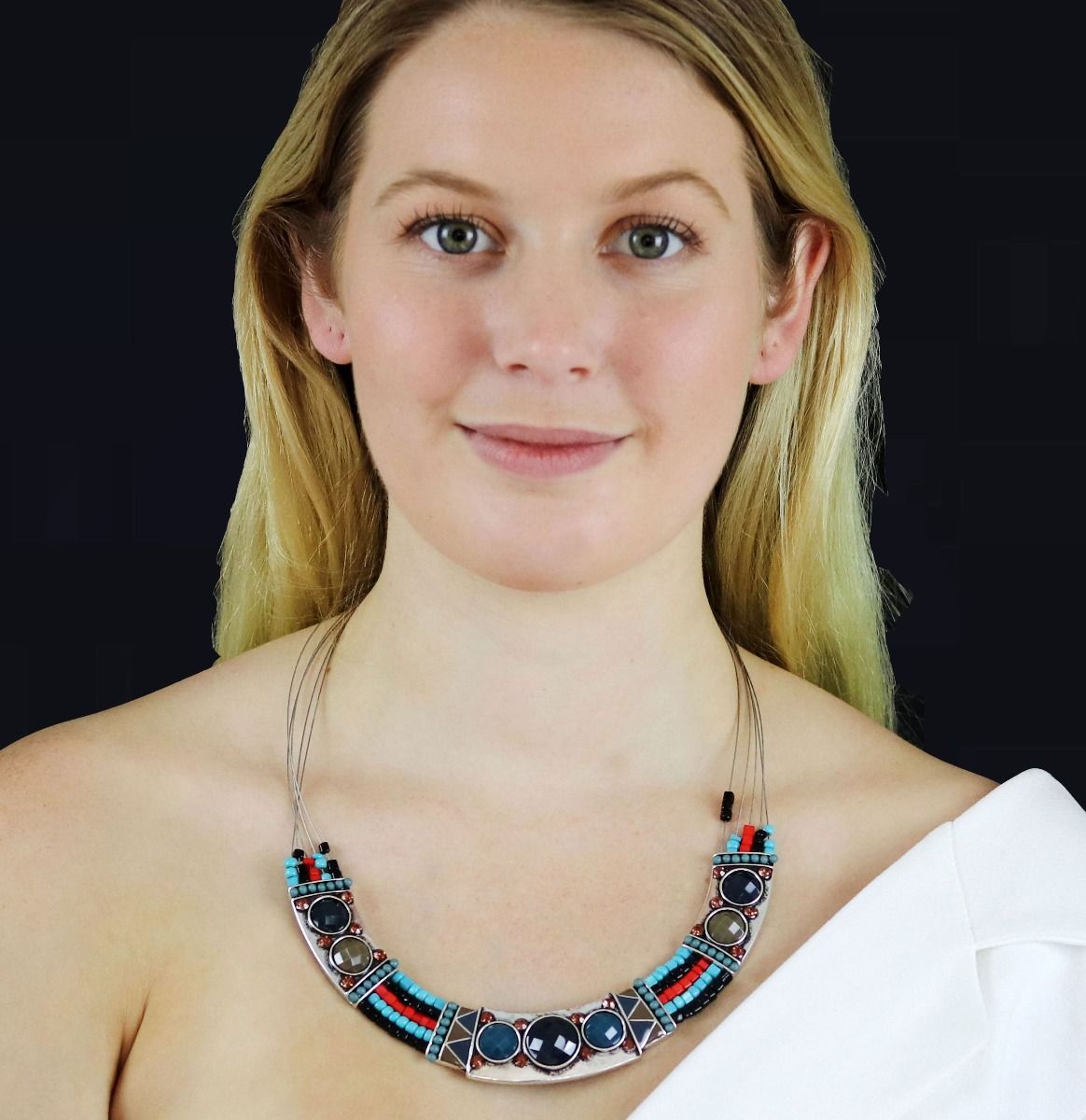 Handmade Ethnic Bead Colorful Chunky Beads Collar Necklace