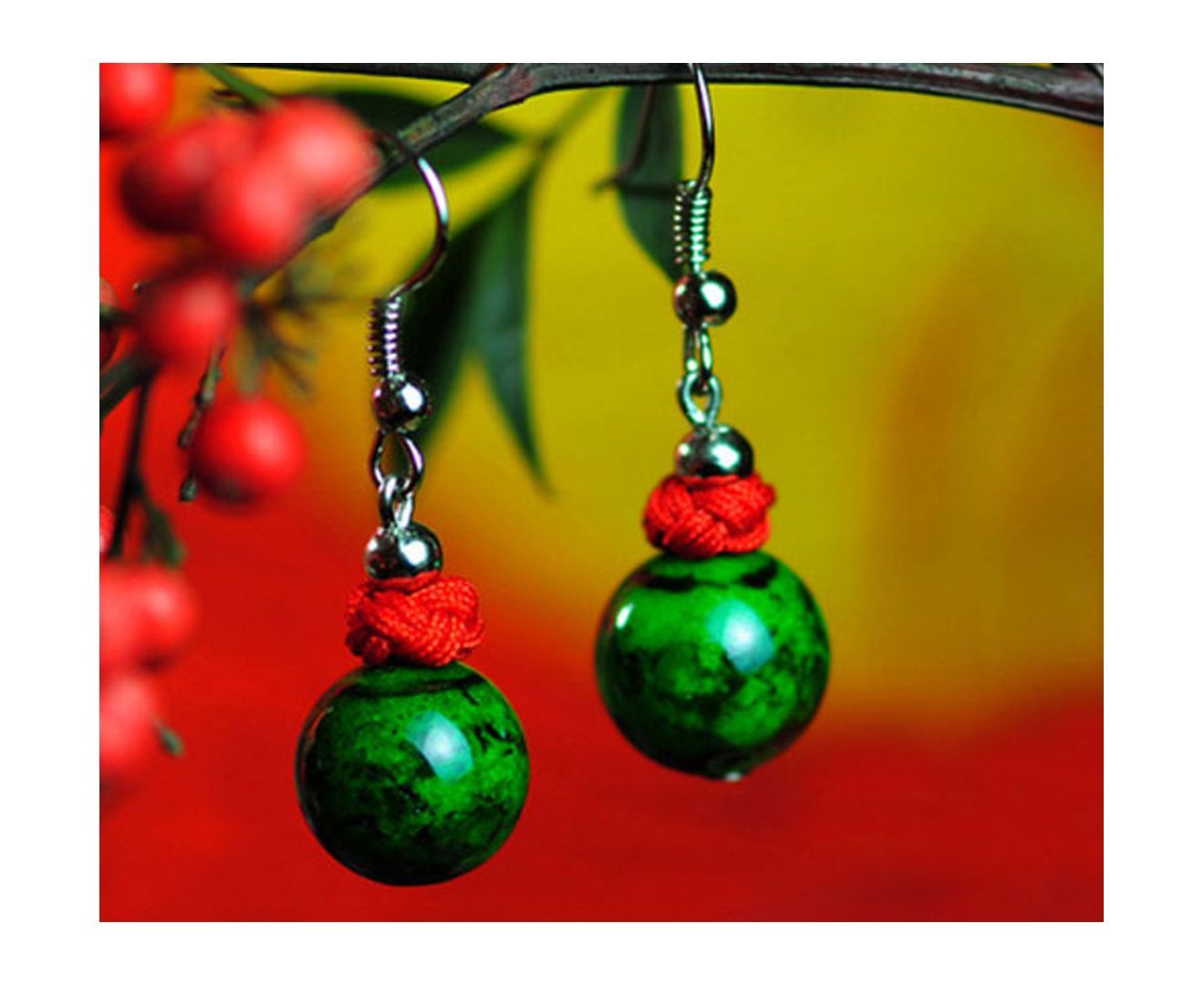 Handmade Oriental Composite Stone Earrings