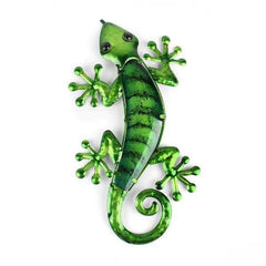 Metal Blue & Green Striped Gecko Wall Art