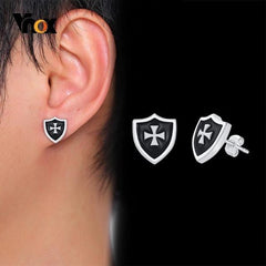 Cool Unique Mens Black Silver Earrings
