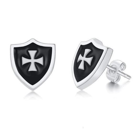 Cool Unique Mens Black Silver Earrings