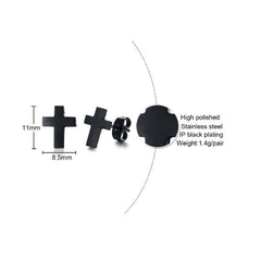 Steel Cross Earrings Black