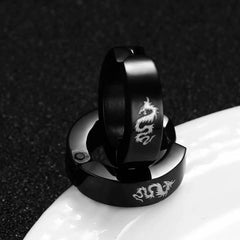 Mens Dragon Hoop  Earrings