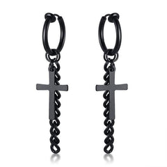 Tassel Drop Black Cross Earrings