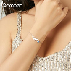 Cat Bracelet Silver with Opal