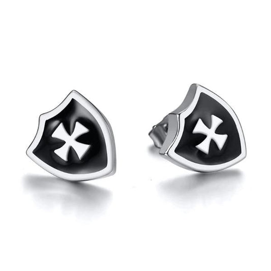 Cool Unique Mens Black Silver Earrings