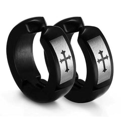 Cross Clip On Hoop Earrings