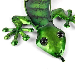 Blue & Green Striped Gecko Metal Wall Art