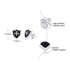 Cool Unique Mens Black Silver Earrings