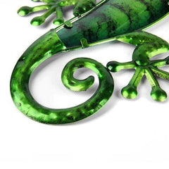 Blue & Green Striped Gecko Metal Wall Art