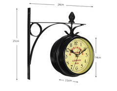 Vintage Double Sided Wall Mounted Train Clock