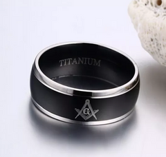 Black Grey Titanium Masonic Ring