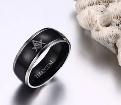 Black Grey Titanium Masonic Ring