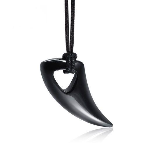 Men’s Bull Horn Necklace black