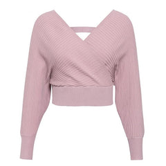 Elegant Pastel Cowled V-Neck Knit Dress