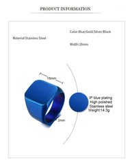 Blue Engraved Signet Rings for Men