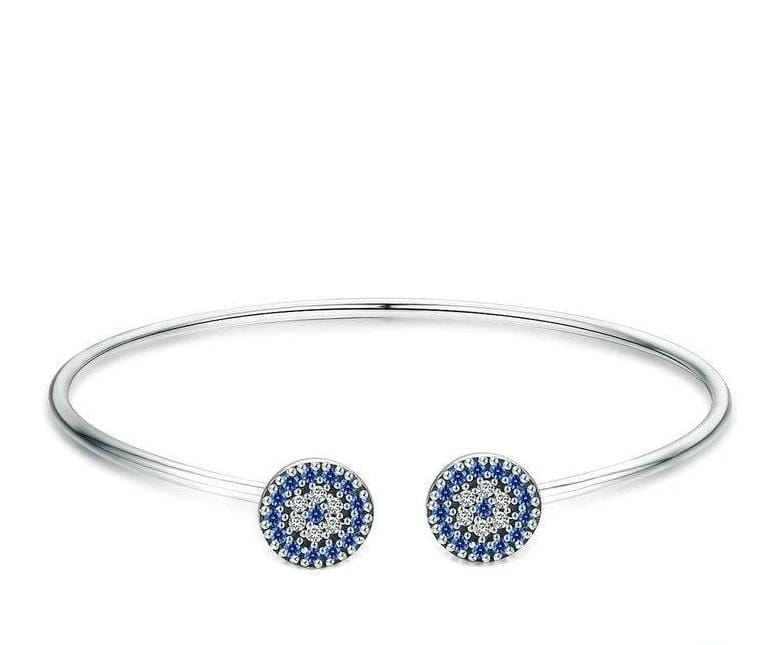 Blue Eyes Blue CZ Cuff Bangle Bracelet