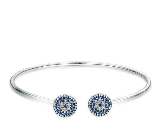 Blue Eyes Blue CZ  Cuff Bangle  Bracelet