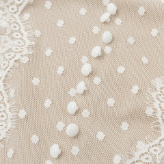 Vintage Lace Mesh Polka Dot White Dress