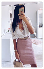 Elegant Pastel Cowled V-Neck Knit Dress