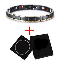 Womens Adjustable Link Bracelet in Black and Gold Tone