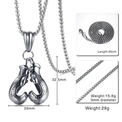 Stainless Steel Boxing Gloves Men's Necklace