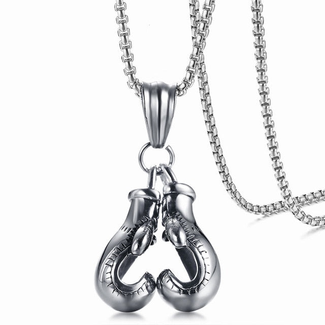 Stainless Steel Boxing Gloves Men's Necklace