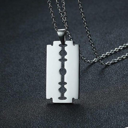 Stainless Steel Razor Blade  Pendant Necklace for Men