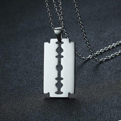 Stainless Steel Razor Blade  Pendant Necklace for Men