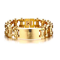 Men's Bible Cross Bike Chain  Heavy Bracelet