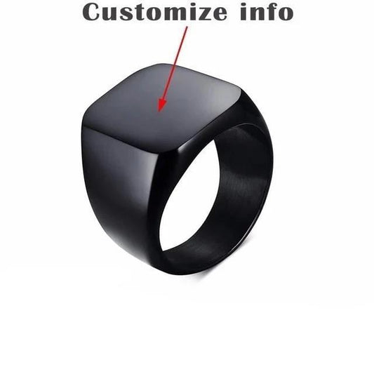 Engraved Black Signet Rings