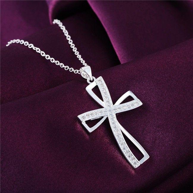 Cross Necklace with Zircon Embellishment