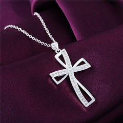 Cross Necklace with Zircon Embellishment