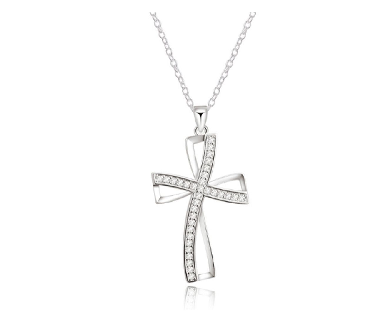 Cross Necklace with Zircon Embellishment