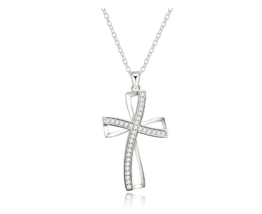 Cross Necklace with Zircon Embellishment
