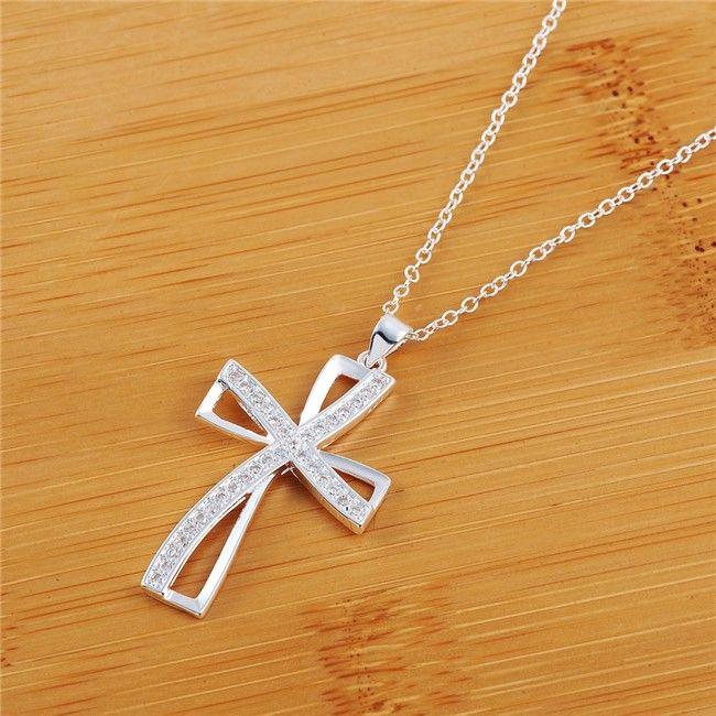 Cross Necklace with Zircon Embellishment