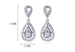 Silver Plated Full Rhinestone Long Drop Earrings