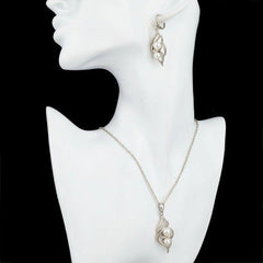 Silver Plated Pearl Necklace & Earrings Set