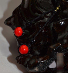 Simple Ethnic Black Rope and Red Bead Earrings