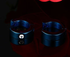 Stainless Steel  Mens Blue  Hoop Earrings