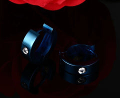 Stainless Steel  Mens Blue  Hoop Earrings